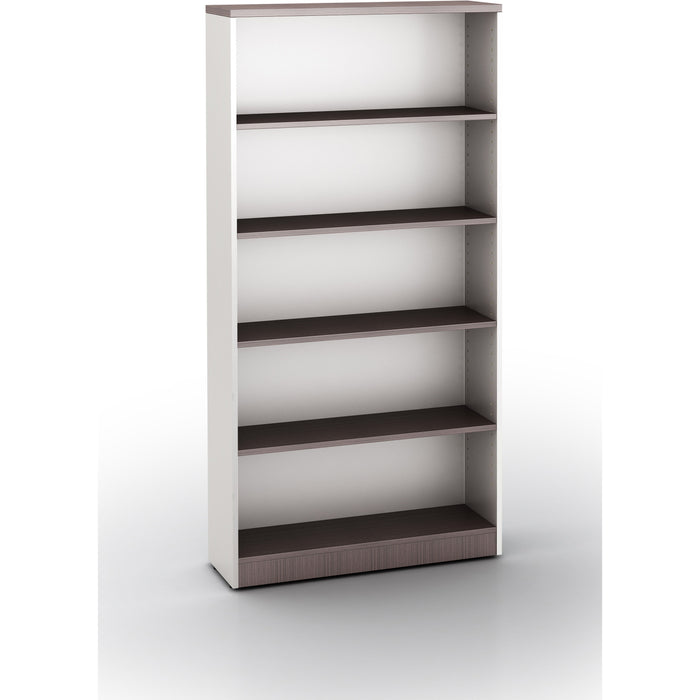 Boss Simple System 35 x 12 Bookcase, Driftwood - 71" Height x 35.4" Width x 11.8" Depth - Finish: Driftwood, Silver - 1 Each