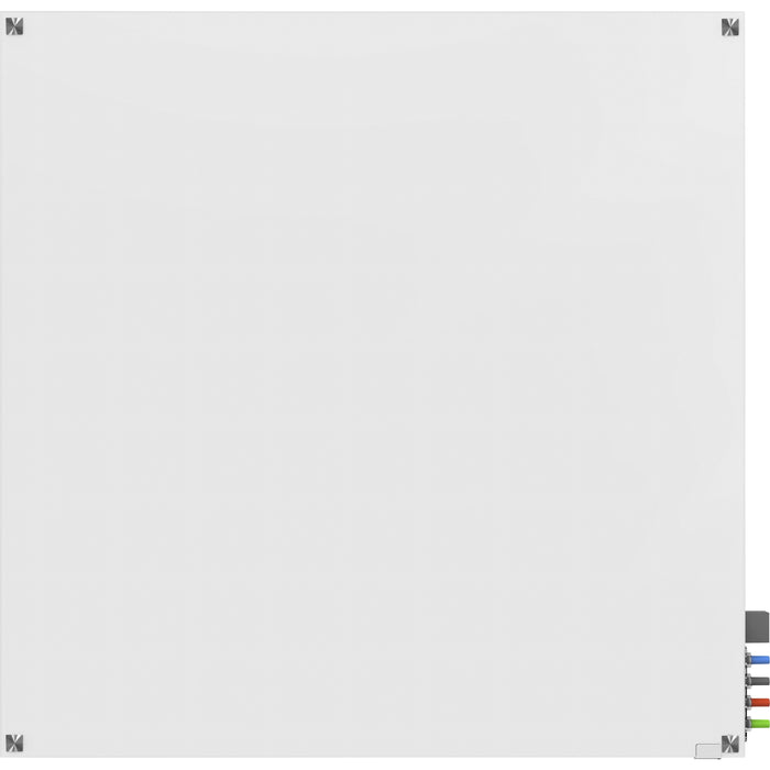 Ghent Harmony Dry Erase Board - 48" (4 ft) Width x 48" (4 ft) Height - Tempered Glass Surface - White Back - Square - Horizontal/Vertical - Magnetic - Square Corner, Accessory Holder, Long Lasting, Non-absorbent, Stain Resistant, Ghost Resistant, Recyclab
