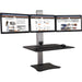 Victor High Rise Electric Triple Monitor Standing Desk - 23" to 34" Screen Support - 37.50 lb Load Capacity - 20" Height x 28" Width x 23" Depth - Desktop, Tabletop - High Pressure Laminate (HPL) - Wood, Steel, Aluminum - Black, Aluminum - 1 Each