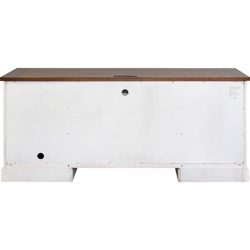 Martin 70" Credenza - 5-Drawer - 30" Height x 70" Width x 24" Depth - Total Drawer(s): 5 - Finish: Weathered Wire Brushed Chalk - Rustic Knotty Cherry Table Top - 1 Each