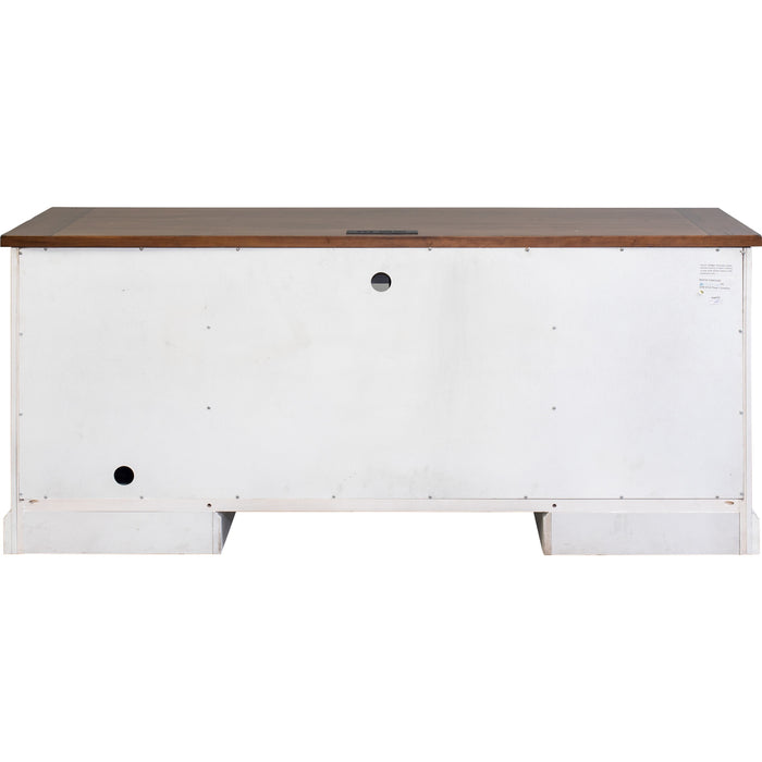Martin 70" Credenza - 5-Drawer - 30" Height x 70" Width x 24" Depth - Total Drawer(s): 5 - Finish: Weathered Wire Brushed Chalk - Rustic Knotty Cherry Table Top - 1 Each