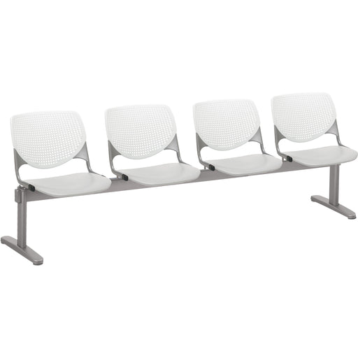 KFI Kool 4 Seat Beam Chair - Light Gray Seat Color - Polypropylene Seat Material - White Back Color - Polypropylene, Aluminum Alloy Back Material - Powder Coated Silver Frame Color - Tubular Steel Frame Material - 1 Each