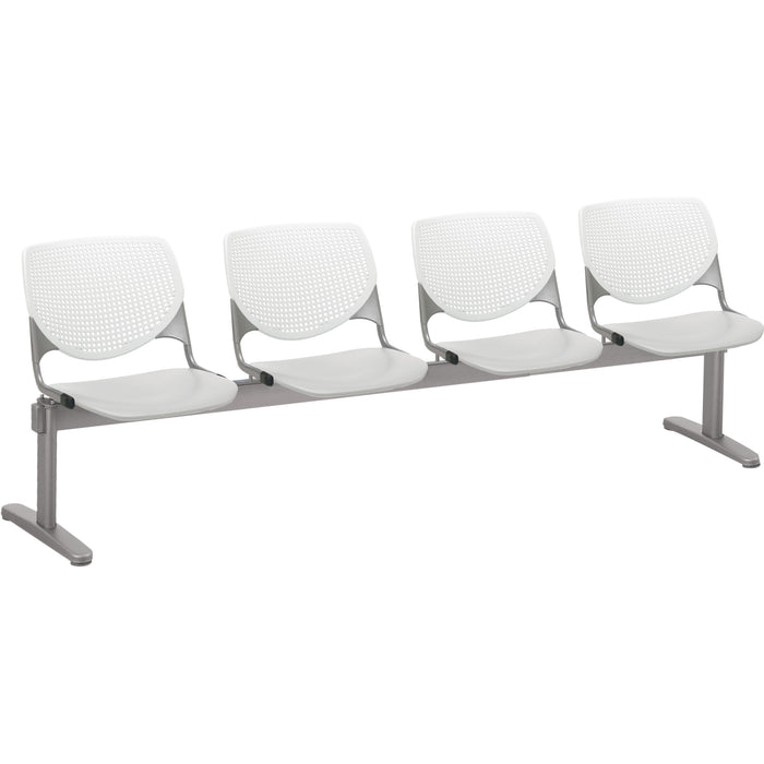 KFI Kool 4 Seat Beam Chair - Light Gray Seat Color - Polypropylene Seat Material - White Back Color - Polypropylene, Aluminum Alloy Back Material - Powder Coated Silver Frame Color - Tubular Steel Frame Material - 1 Each