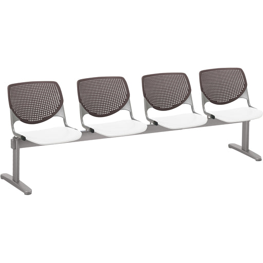 KFI Kool 4 Seat Beam Chair - White Seat Color - Polypropylene Seat Material - Brownstone Back Color - Polypropylene, Aluminum Alloy Back Material - Powder Coated Silver Frame Color - Tubular Steel Frame Material - 1 Each