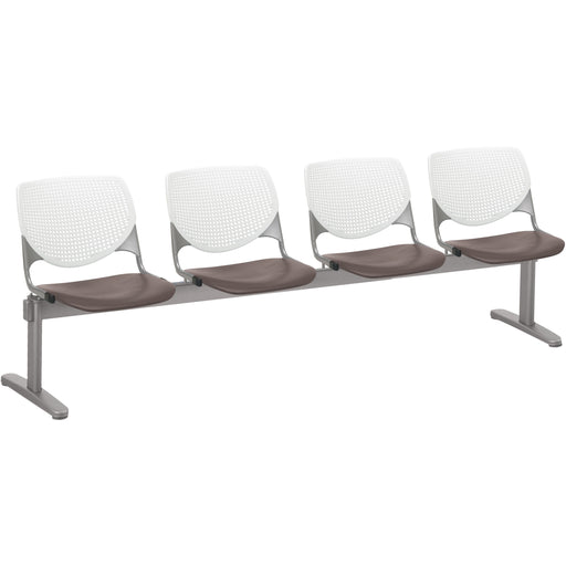 KFI Kool 4 Seat Beam Chair - Brownstone Seat Color - Polypropylene Seat Material - White Back Color - Polypropylene, Aluminum Alloy Back Material - Powder Coated Silver Frame Color - Tubular Steel Frame Material - 1 Each