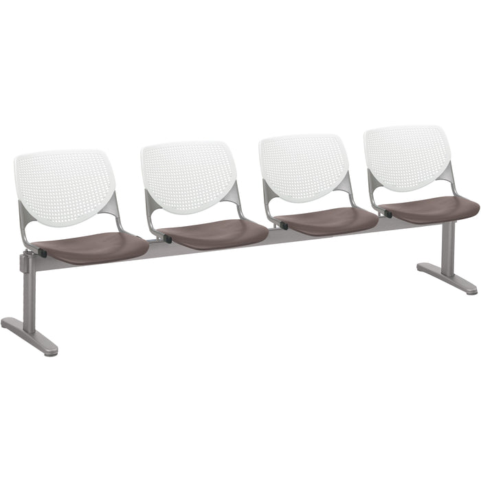 KFI Kool 4 Seat Beam Chair - Brownstone Seat Color - Polypropylene Seat Material - White Back Color - Polypropylene, Aluminum Alloy Back Material - Powder Coated Silver Frame Color - Tubular Steel Frame Material - 1 Each