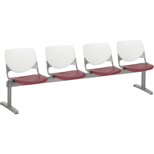 KFI Kool 4 Seat Beam Chair - Burgundy Seat Color - Polypropylene Seat Material - White Back Color - Polypropylene, Aluminum Alloy Back Material - Powder Coated Silver Frame Color - Tubular Steel Frame Material - 1 Each