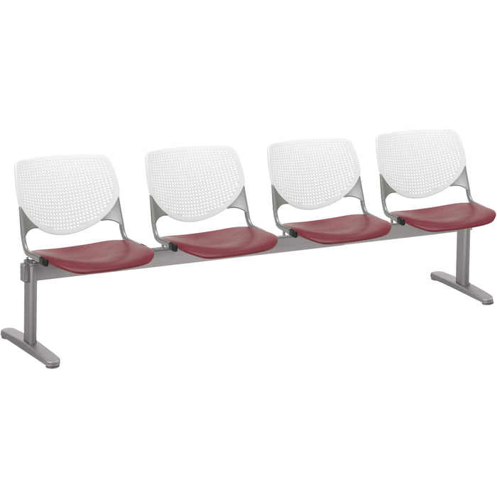 KFI Kool 4 Seat Beam Chair - Burgundy Seat Color - Polypropylene Seat Material - White Back Color - Polypropylene, Aluminum Alloy Back Material - Powder Coated Silver Frame Color - Tubular Steel Frame Material - 1 Each