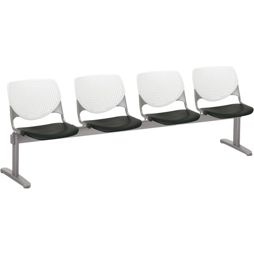 KFI Kool 4 Seat Beam Chair - Black Seat Color - Polypropylene Seat Material - White Back Color - Polypropylene, Aluminum Alloy Back Material - Powder Coated Silver Frame Color - Tubular Steel Frame Material - 1 Each