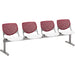 KFI Kool 4 Seat Beam Chair - White Seat Color - Polypropylene Seat Material - Burgundy Back Color - Polypropylene, Aluminum Alloy Back Material - Powder Coated Silver Frame Color - Tubular Steel Frame Material - 1 Each