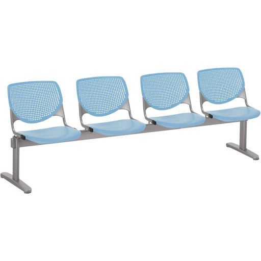 KFI Kool 4 Seat Beam Chair - Sky Blue Seat Color - Polypropylene Seat Material - Sky Blue Back Color - Polypropylene, Aluminum Alloy Back Material - Powder Coated Silver Frame Color - Tubular Steel Frame Material - 1 Each