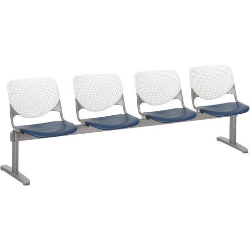 KFI Kool 4 Seat Beam Chair - Navy Seat Color - Polypropylene Seat Material - White Back Color - Polypropylene, Aluminum Alloy Back Material - Powder Coated Silver Frame Color - Tubular Steel Frame Material - 1 Each