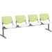 KFI Kool 4 Seat Beam Chair - White Seat Color - Polypropylene Seat Material - Lime Green Back Color - Polypropylene, Aluminum Alloy Back Material - Powder Coated Silver Frame Color - Tubular Steel Frame Material - 1 Each