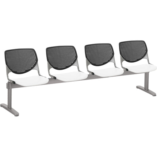 KFI Kool 4 Seat Beam Chair - White Seat Color - Polypropylene Seat Material - Black Back Color - Polypropylene, Aluminum Alloy Back Material - Powder Coated Silver Frame Color - Tubular Steel Frame Material - 1 Each