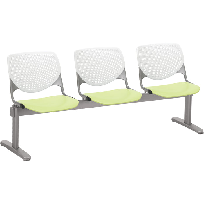 KFI Kool 3 Seat Beam Chair - Lime Green Seat Color - Polypropylene Seat Material - White Back Color - Polypropylene, Aluminum Alloy Back Material - Powder Coated Silver Frame Color - Tubular Steel Frame Material - 1 Each