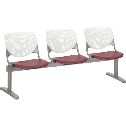 KFI Kool 3 Seat Beam Chair - Burgundy Seat Color - Polypropylene Seat Material - White Back Color - Polypropylene, Aluminum Alloy Back Material - Powder Coated Silver Frame Color - Tubular Steel Frame Material - 1 Each