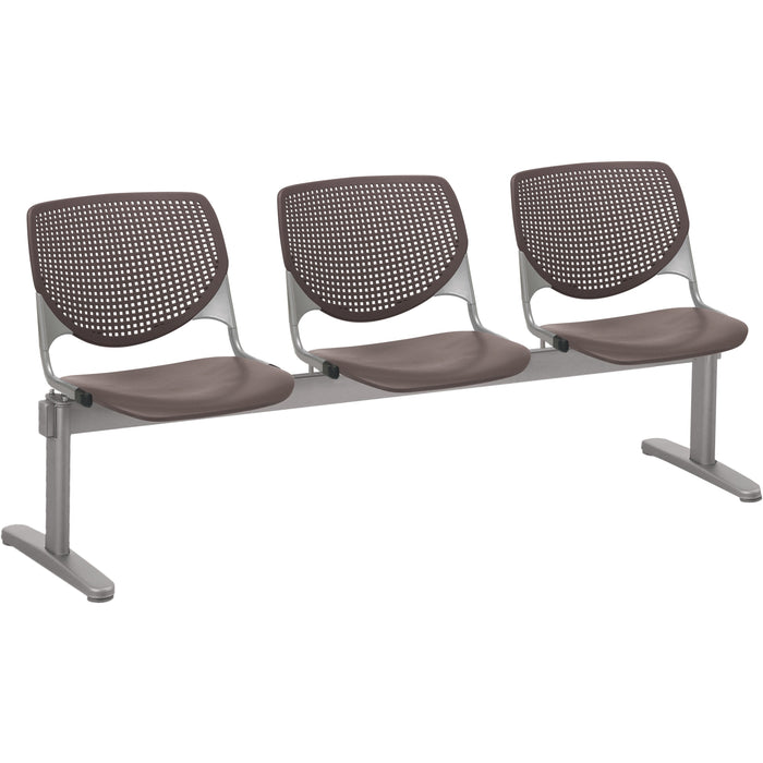 KFI Kool 3 Seat Beam Chair - Brownstone Seat Color - Polypropylene Seat Material - Brownstone Back Color - Polypropylene, Aluminum Alloy Back Material - Powder Coated Silver Frame Color - Tubular Steel Frame Material - 1 Each
