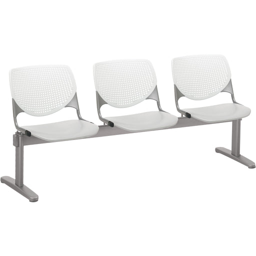 KFI Kool 3 Seat Beam Chair - Light Gray Seat Color - Polypropylene Seat Material - White Back Color - Polypropylene, Aluminum Alloy Back Material - Powder Coated Silver Frame Color - Tubular Steel Frame Material - 1 Each