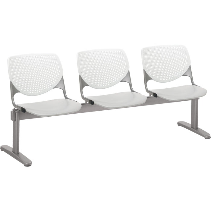KFI Kool 3 Seat Beam Chair - Light Gray Seat Color - Polypropylene Seat Material - White Back Color - Polypropylene, Aluminum Alloy Back Material - Powder Coated Silver Frame Color - Tubular Steel Frame Material - 1 Each