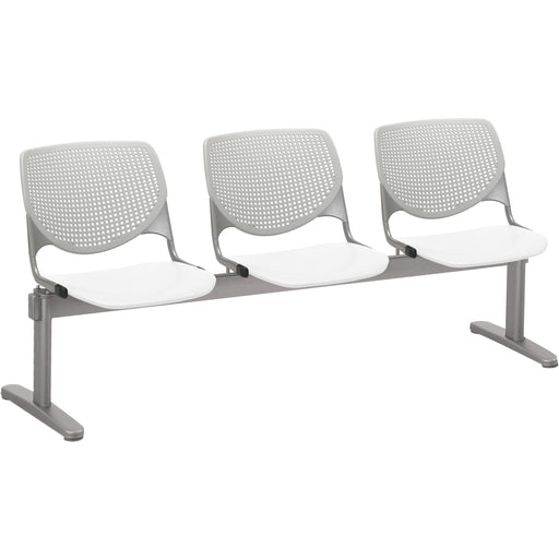 KFI Kool 3 Seat Beam Chair - White Seat Color - Polypropylene Seat Material - Light Gray Back Color - Polypropylene, Aluminum Alloy Back Material - Powder Coated Silver Frame Color - Tubular Steel Frame Material - 1 Each