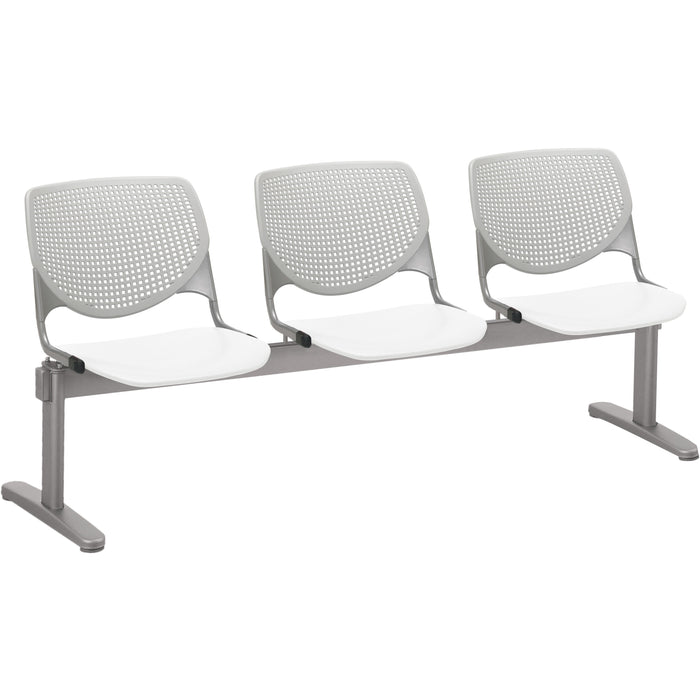 KFI Kool 3 Seat Beam Chair - White Seat Color - Polypropylene Seat Material - Light Gray Back Color - Polypropylene, Aluminum Alloy Back Material - Powder Coated Silver Frame Color - Tubular Steel Frame Material - 1 Each