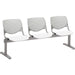 KFI Kool 3 Seat Beam Chair - White Seat Color - Polypropylene Seat Material - Light Gray Back Color - Polypropylene, Aluminum Alloy Back Material - Powder Coated Silver Frame Color - Tubular Steel Frame Material - 1 Each