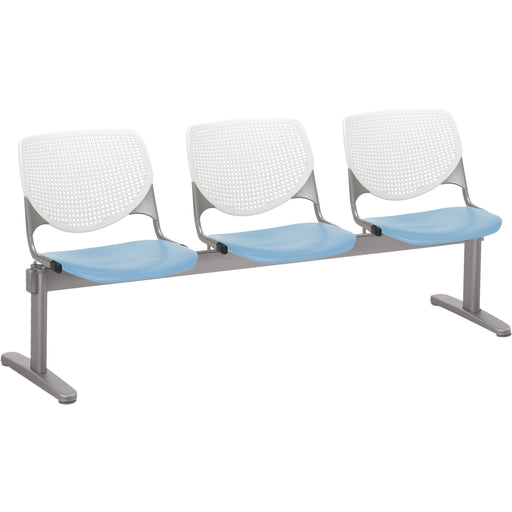 KFI Kool 3 Seat Beam Chair - Sky Blue Seat Color - Polypropylene Seat Material - White Back Color - Polypropylene, Aluminum Alloy Back Material - Powder Coated Silver Frame Color - Tubular Steel Frame Material - 1 Each