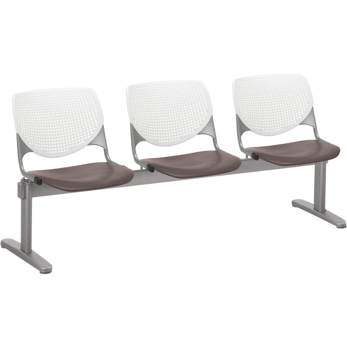 KFI Kool 3 Seat Beam Chair - Brownstone Seat Color - Polypropylene Seat Material - White Back Color - Polypropylene, Aluminum Alloy Back Material - Powder Coated Silver Frame Color - Tubular Steel Frame Material - 1 Each