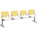 KFI Kool 4 Seat Beam Chair - White Seat Color - Polypropylene Seat Material - Yellow Back Color - Polypropylene, Aluminum Alloy Back Material - Powder Coated Silver Frame Color - Tubular Steel Frame Material - 1 Each