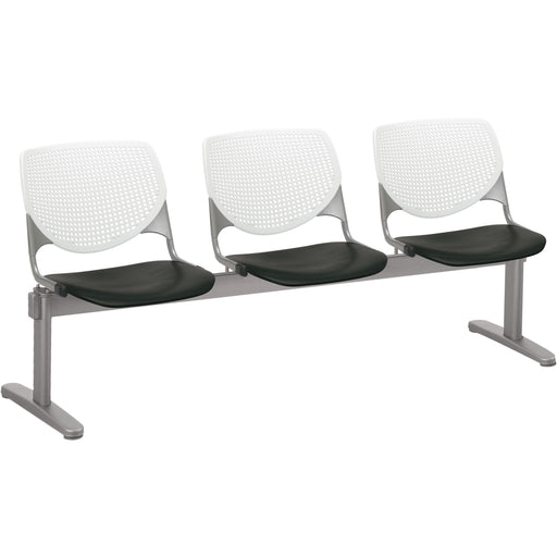 KFI Kool 3 Seat Beam Chair - Black Seat Color - Polypropylene Seat Material - White Back Color - Polypropylene, Aluminum Alloy Back Material - Powder Coated Silver Frame Color - Tubular Steel Frame Material - 1 Each