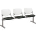 KFI Kool 3 Seat Beam Chair - Black Seat Color - Polypropylene Seat Material - White Back Color - Polypropylene, Aluminum Alloy Back Material - Powder Coated Silver Frame Color - Tubular Steel Frame Material - 1 Each