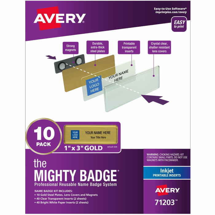 The Mighty Badge® by Avery® Reusable Magnetic Professional Name Badge Kits - 10 / Pack