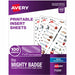 The Mighty Badge® by Avery® The Mighty Badge Printable Insert Sheets, 100 Clear Inserts, Inkjet - Letter - 11" - Printable, Non-adhesive, Reusable, Easy Peel - Clear - 5 Sheets - 100 / Pack