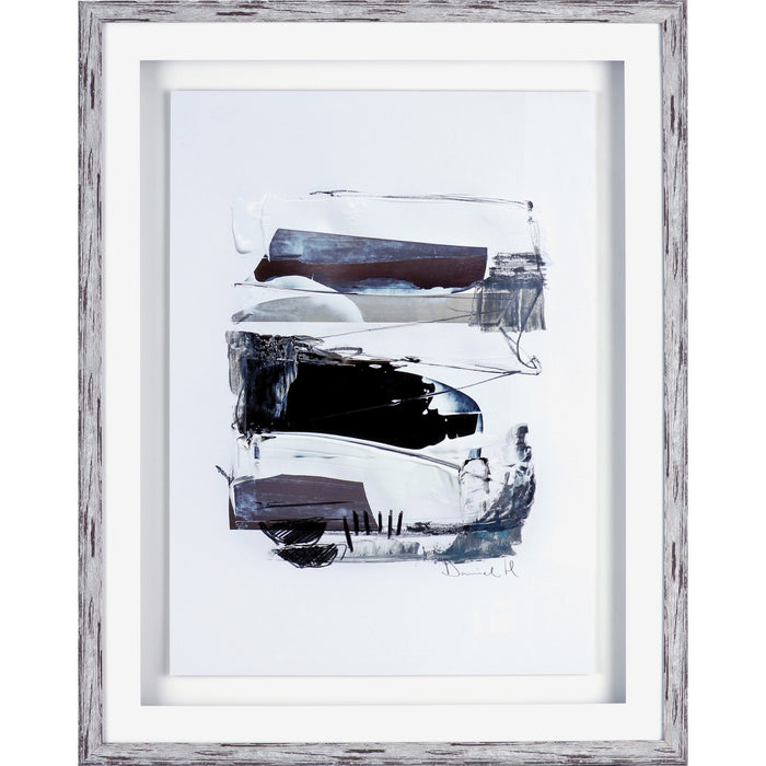 Lorell Abstract II Framed Artwork - 27.50" x 35.50" Frame Size - Black, White - 1 Each