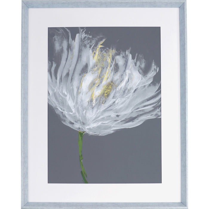 Lorell White Flower I Framed Abstract Art - 27.50" x 35.50" Frame Size - Gray, White - 1 Each