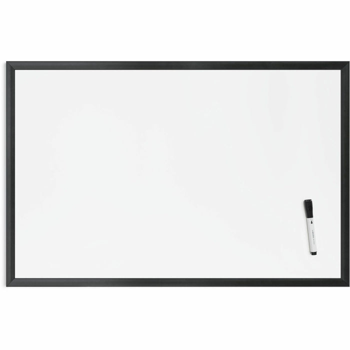 U Brands Magnetic Dry-Erase Board - 35" (2.9 ft) Width x 23" (1.9 ft) Height - White Painted Steel Surface - Black Wood Frame - Rectangle - Horizontal/Vertical - Magnetic - 1 Each