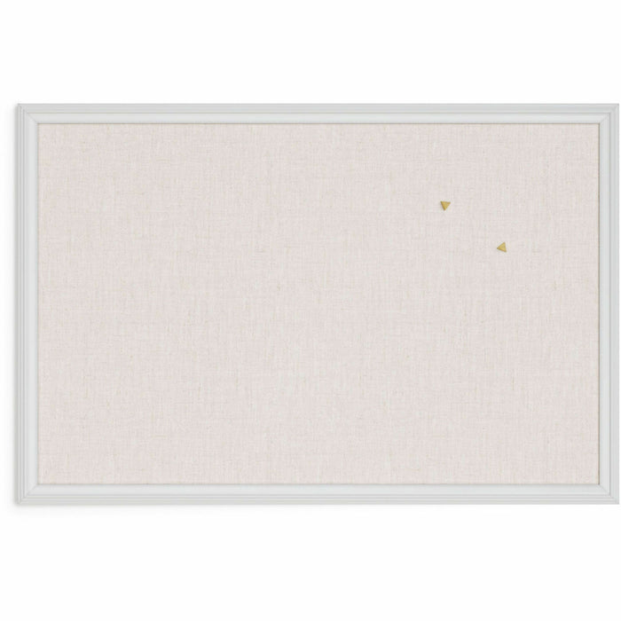 U Brands Linen Bulletin Board - 20" Board Height x 30" Board Width - Tan Cork Surface - Self-healing, Durable, Mounting System - White Wood Frame - 1 Each