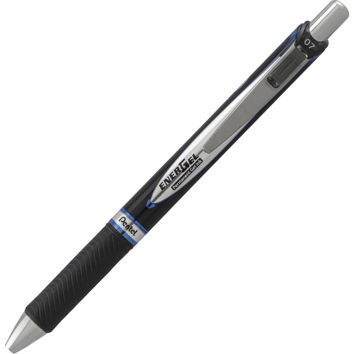 Pentel EnerGel Retractable Gel Roller Pen - 0.7 mm Pen Point - Retractable - Blue Ink - Gel-based - Black Barrel - Metal Tip - 1 Each