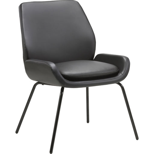 Lorell U-Shaped Seat Guest Chair - Bonded Leather Seat Material - Bonded Leather Back Material - Black - 1 Each