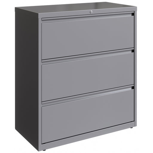 Lorell Fortress Series Lateral File - 36" Width x 18.6" Depth x 40.3" Height - 3 x Drawer(s) for File - Letter, Legal, A4 - Lateral - Hanging Rail, Magnetic Label Holder, Locking Drawer, Locking Bar, Ball Bearing Slide, Reinforced Base, Adjustable Leveler