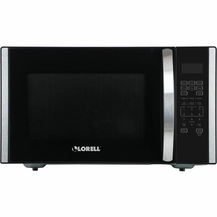 Lorell Microwave - Single - 1.6 ft� Capacity - Microwave - 11 Power Levels - FuseMetal - Countertop - Black, Silver