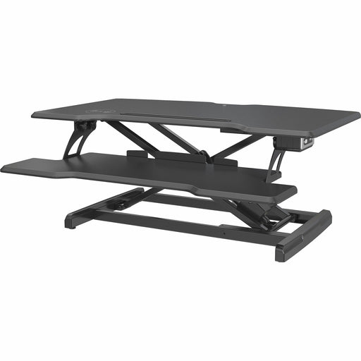 Lorell Electric Desk Riser with Wireless Device Charging - 20" Height x 19.25" Width x 33.50" Depth - Desktop - Black - 1 Each