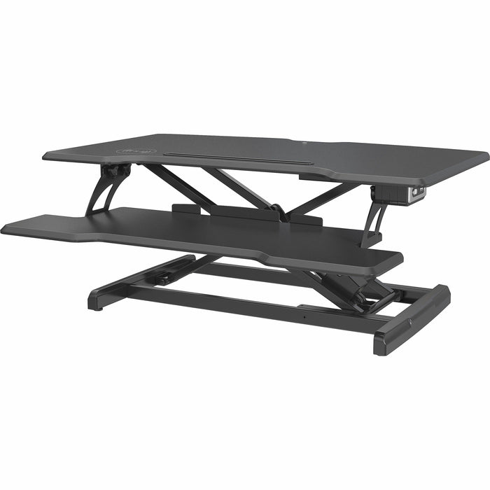 Lorell Electric Desk Riser with Wireless Device Charging - 20" Height x 19.25" Width x 33.50" Depth - Desktop - Black - 1 Each