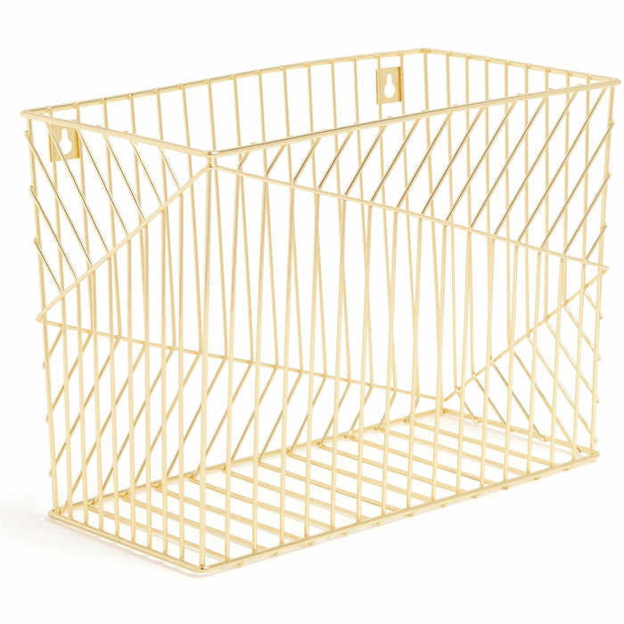U Brands Vena Hanging File Basket - 6.80" Height x 9.50" Width x 12.40" Length - Desktop - Gold - Metal Wire - 1 Each