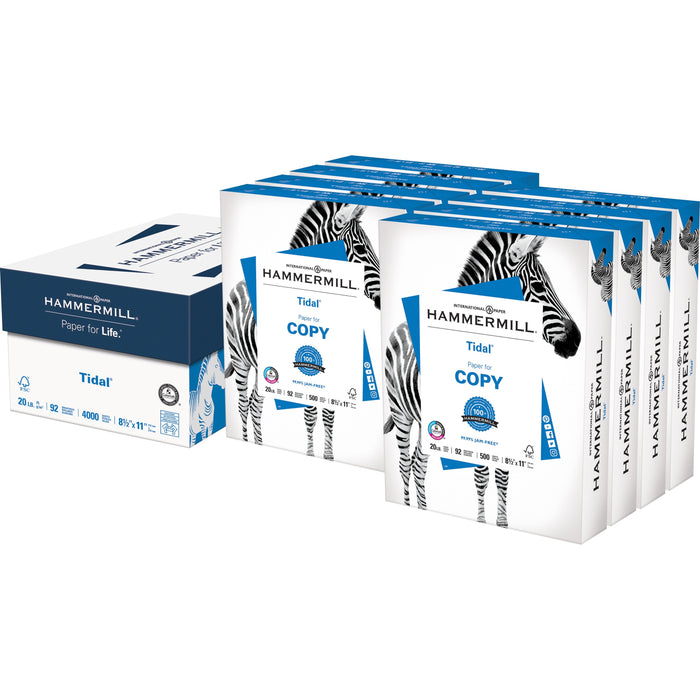 International Paper International Paper Tidal Paper - White - 92 Brightness - Letter - 8 1/2" x 11" - 20 lb Basis Weight - 75 g/m² Grammage - White - 500 Sheets per Ream - 8 / Carton