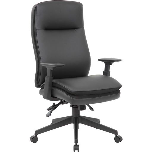 Lorell Soft High-back Executive Office Chair - Black Seat Color - Vinyl Seat Material - Black Back Color - Vinyl Back Material - Black Frame Color - High Back - 5-star Base - Armrest - 1 Each