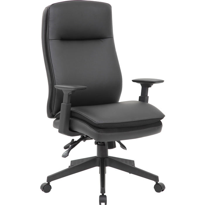 Lorell Soft High-back Executive Office Chair - Black Seat Color - Vinyl Seat Material - Black Back Color - Vinyl Back Material - Black Frame Color - High Back - 5-star Base - Armrest - 1 Each