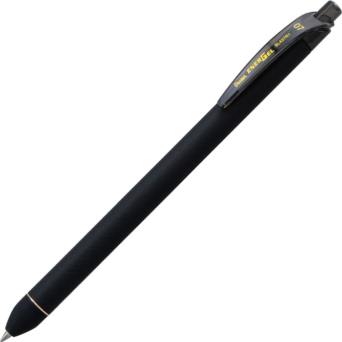 Pentel EnerGel Retractable Pens - 0.7 mm Pen Point - Retractable - Black Ink - Liquid Gel Ink - Rubberized Barrel - 1 Dozen