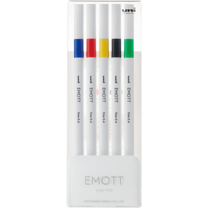 uniball™ EMOTT Fine Line Marker Pens - Assorted Ink - Water Based - Plastic Tip - 5 / Set