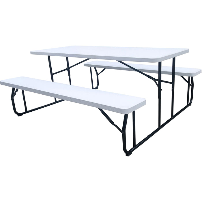 Iceberg Folding Picnic Table - 17.5" Height x 72" Width x 12" Depth Bench, 29" Height x 72" Width x 29" Depth Table Top - Finish: Platinum Granite - 1 Each